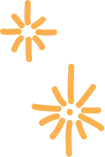 Two stylized, orange starbursts with eight rays each shine brilliantly against a transparent background, subtly capturing the impact of screen time as they mimic digital bursts of light.